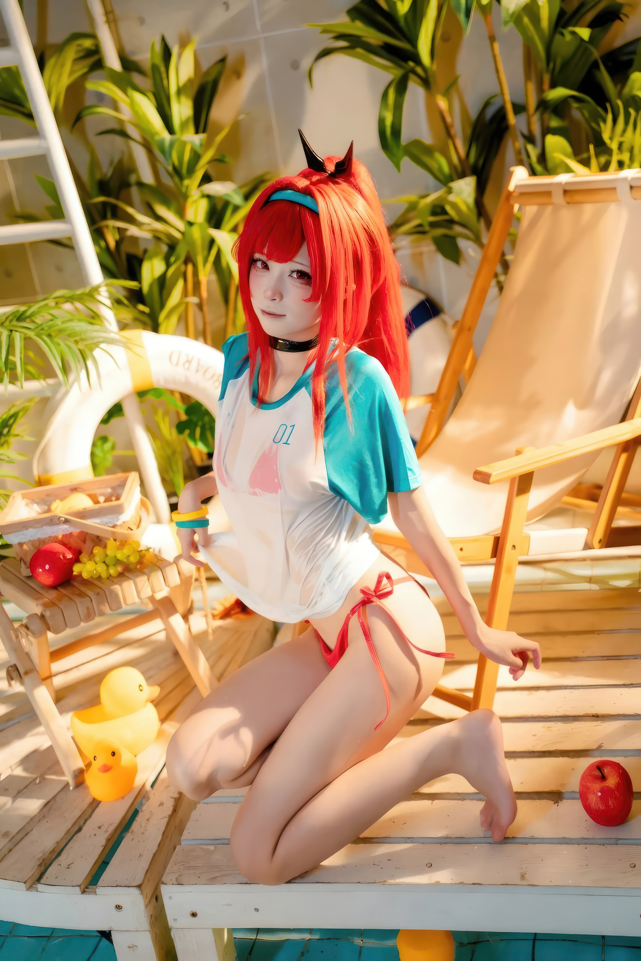 图片[1]-三無人型 – NO.015 Nikke 拉毗泳装·红色风情[32P]-XikXak